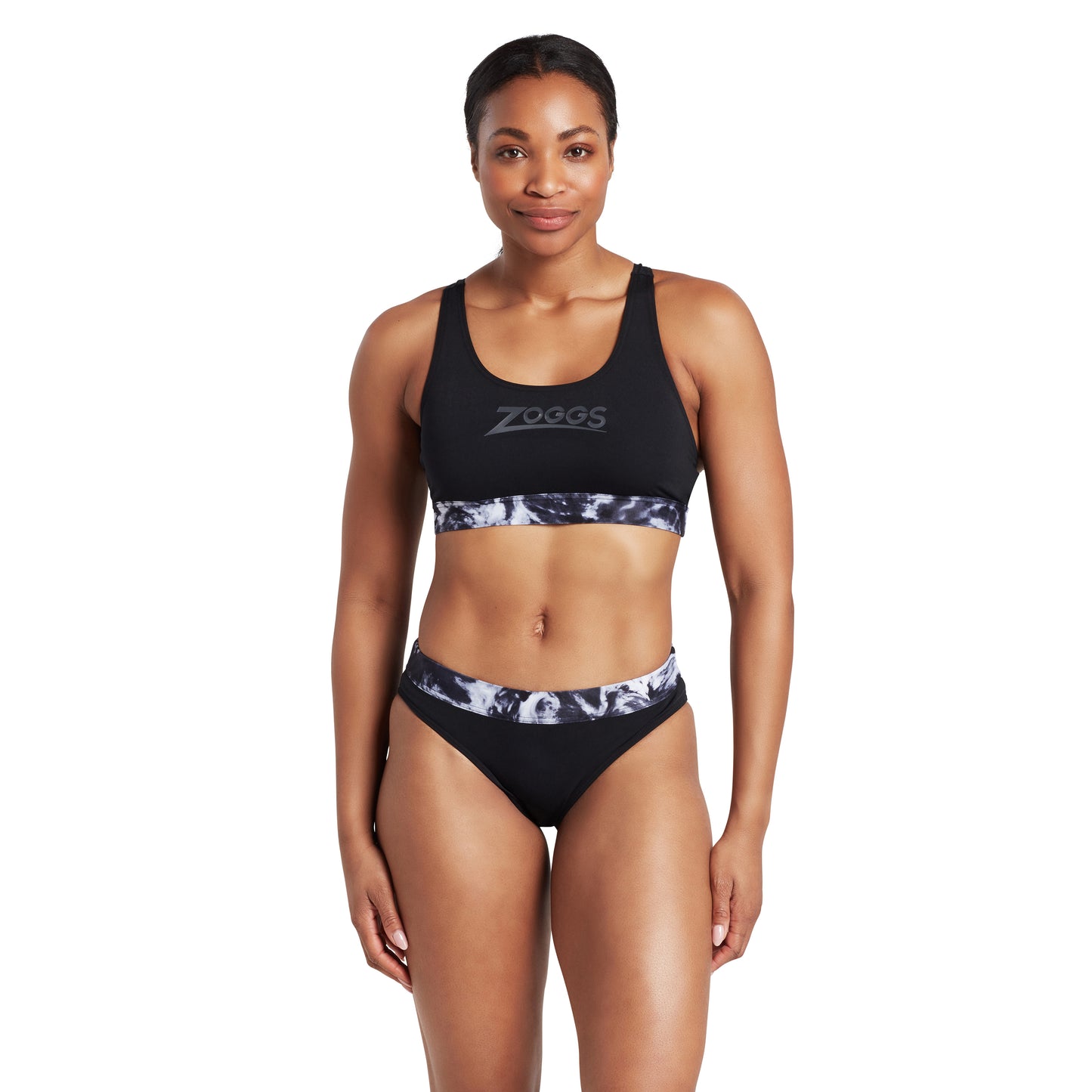 ZOGGS - WOMENS - Black MARBLE ACTIONBACK 2 PIECE SWIMSUIT