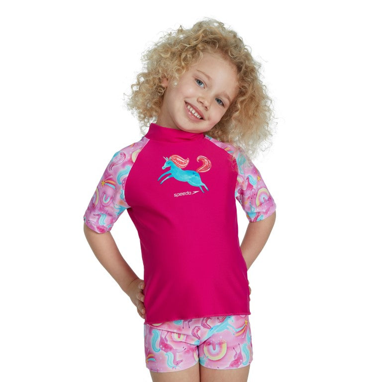 SPEEDO -Infant Girls - Short Sleeve Printed Rash Top Set