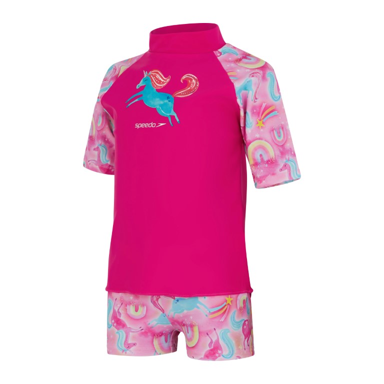 SPEEDO -Infant Girls - Short Sleeve Printed Rash Top Set