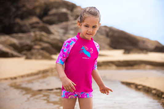 SPEEDO -Infant Girls - Short Sleeve Printed Rash Top Set