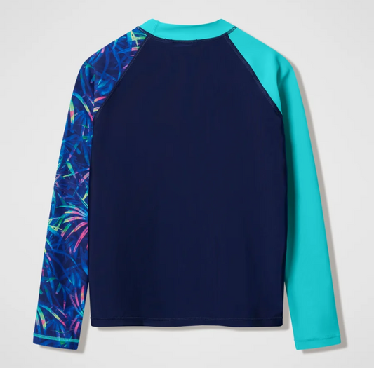 Long Sleeve Print Rash Guard - Navy