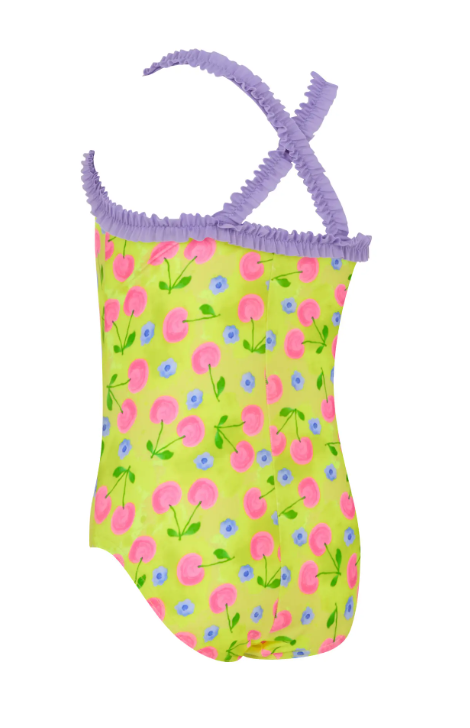ZOGGS - GIRLS -  Cherries Ruffle Crossback Swimsuit