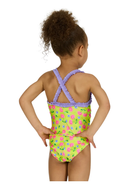 ZOGGS - GIRLS -  Cherries Ruffle Crossback Swimsuit