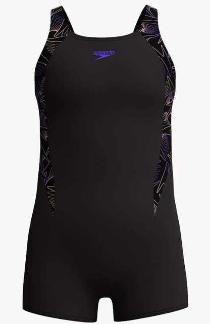 SPEEDO - Junior GIRLS - Hyperboom Splice Legsuit Black/Orange Purple LOGOS