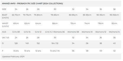 AMANZI - SPIRIT Proback One Piece (Size 12 LAST ONE!!!)