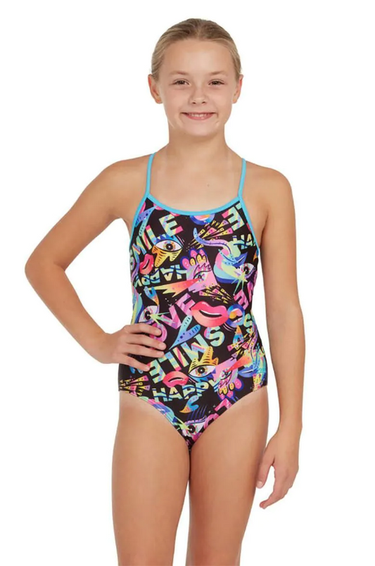 ZOGGS - GIRLS -  Sprintback One Piece - JOYFUL - SIZES 6, 12 LEFT ONLY