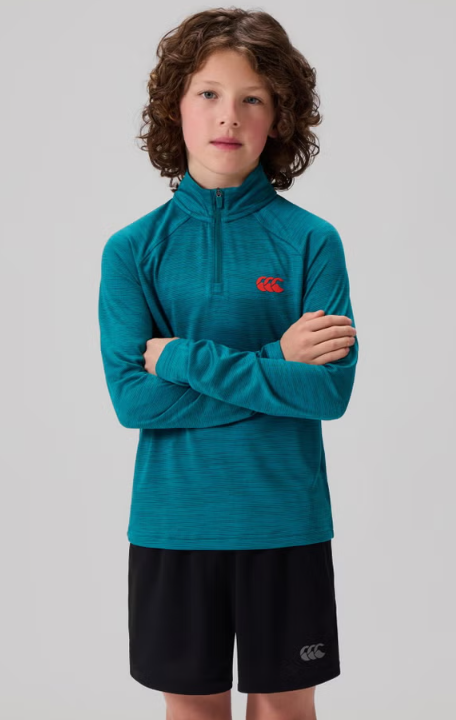 CANTERBURY KIDS TEMPO+ KNIT QUARTER-ZIP PULLOVER TOP DRAGONFLY