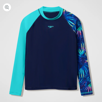 Long Sleeve Print Rash Guard - Navy