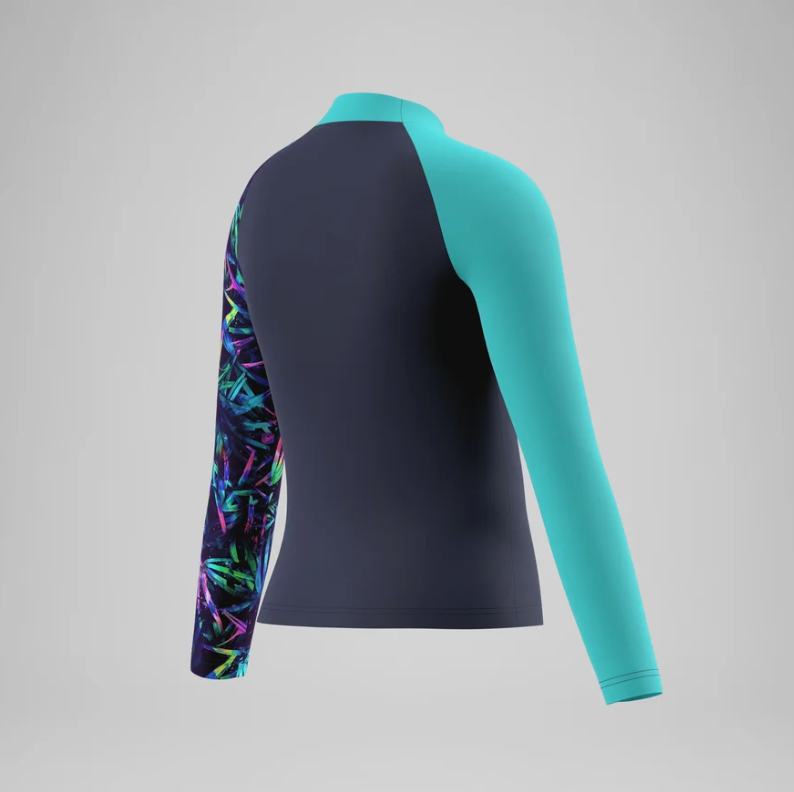 Long Sleeve Print Rash Guard - Navy