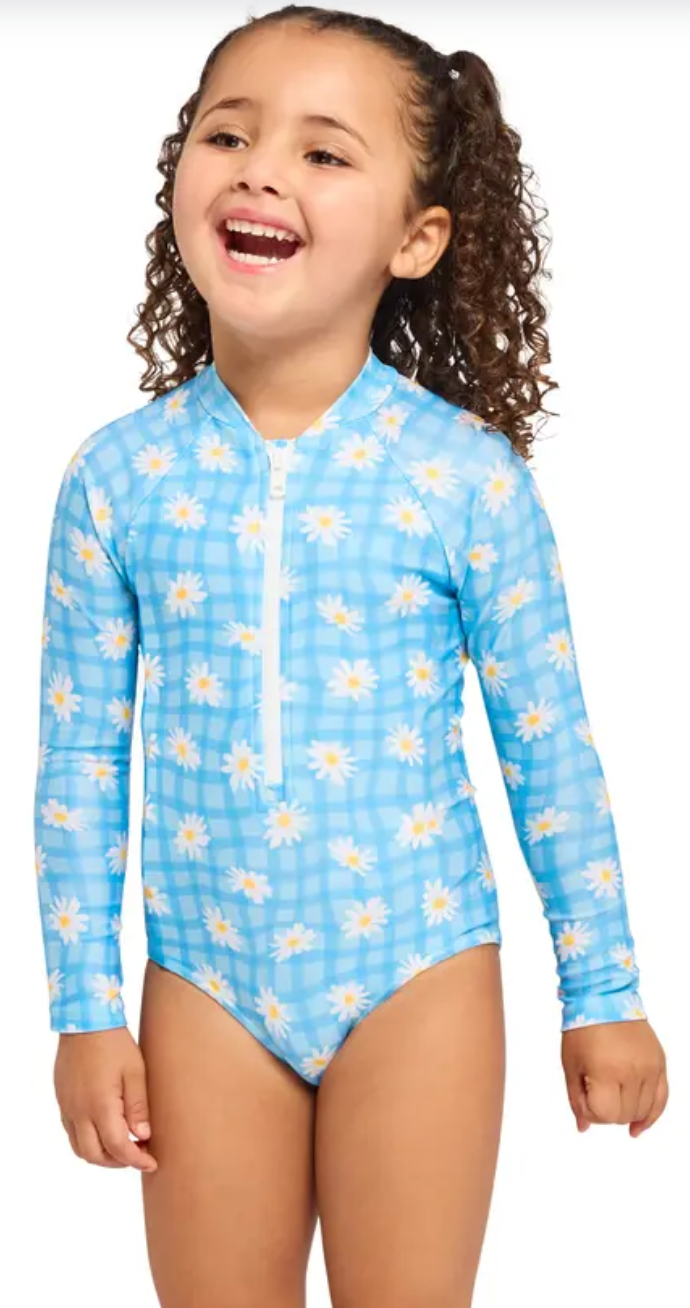 Daisy Check Paddle Suit - Girls