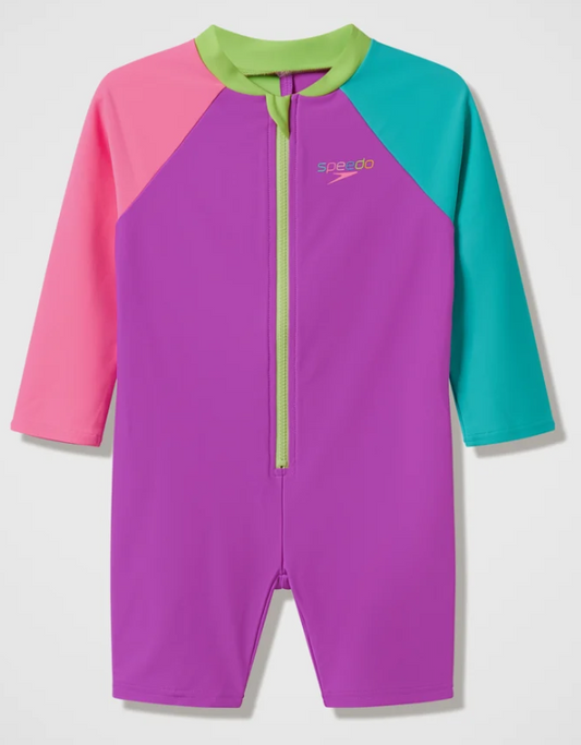 Long Sleeve Colourblock Zip 1 Piece- Multiple Colours