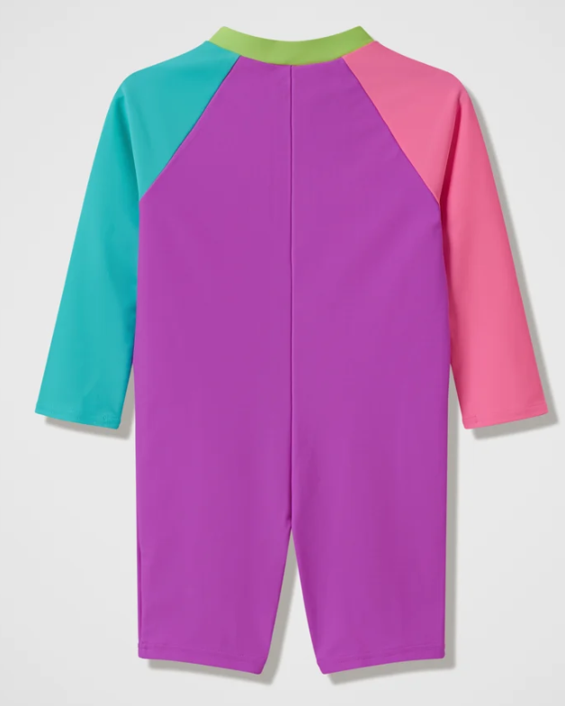 Long Sleeve Colourblock Zip 1 Piece- Multiple Colours