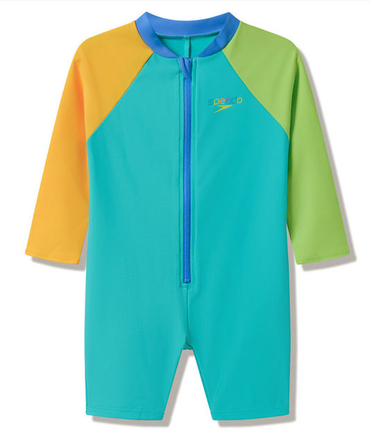 Long Sleeve Colourblock Zip 1 Piece- Multiple Colours
