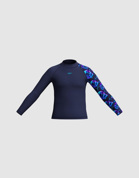 Speedo L/S Print Rash Guard 8-003414002 Boys